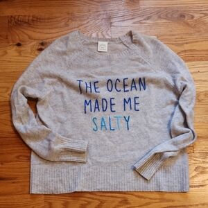 S/M "The Ocean Made Me Salty" Cashmere Sweater - Golden Sun NWOT